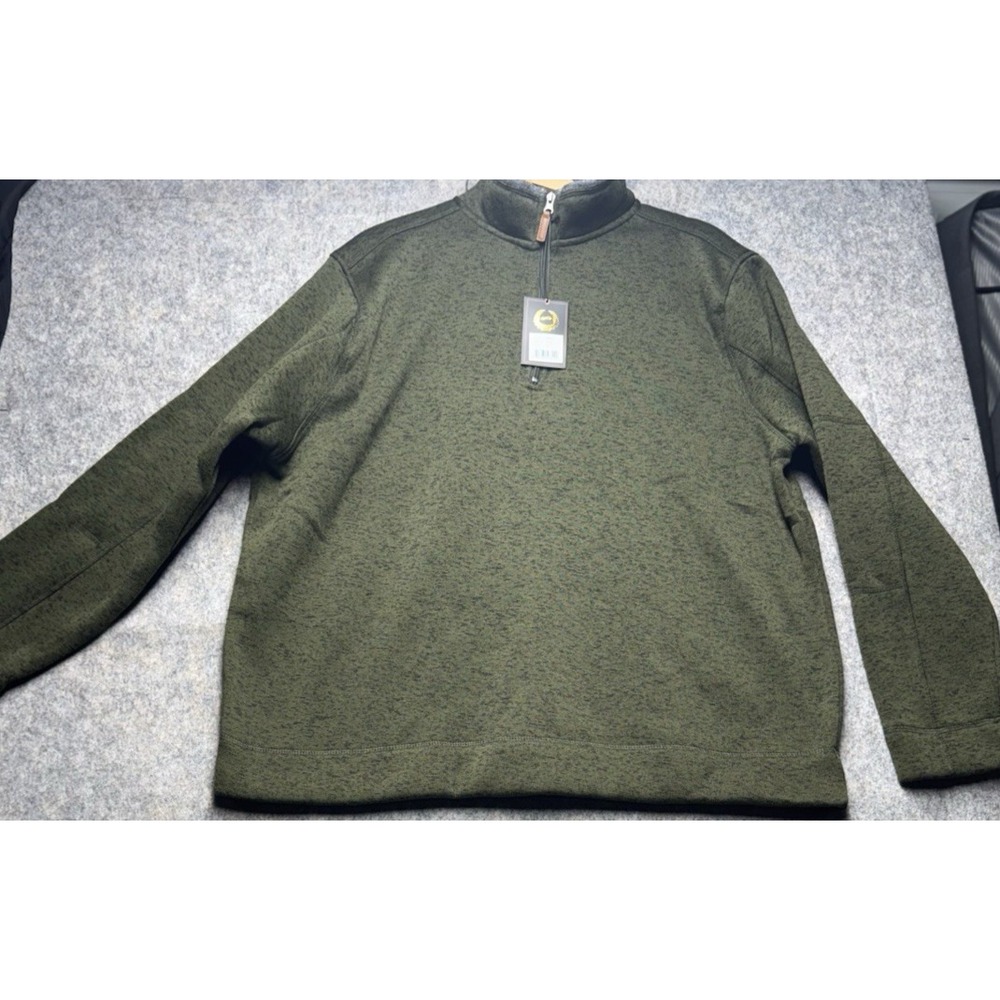 Victory Sportswear Fleece Pullover Mens XXL‎ Olive Quarter Zip Long Sleeve - Picture 2 of 13
